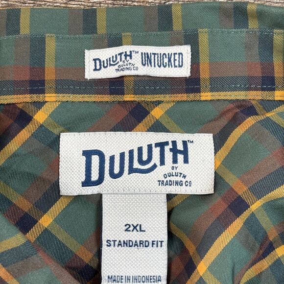 Duluth Trading Untucked Soft Skills Shirt Men's XXL Green Plaid Stretch Button - Picture 6 of 8